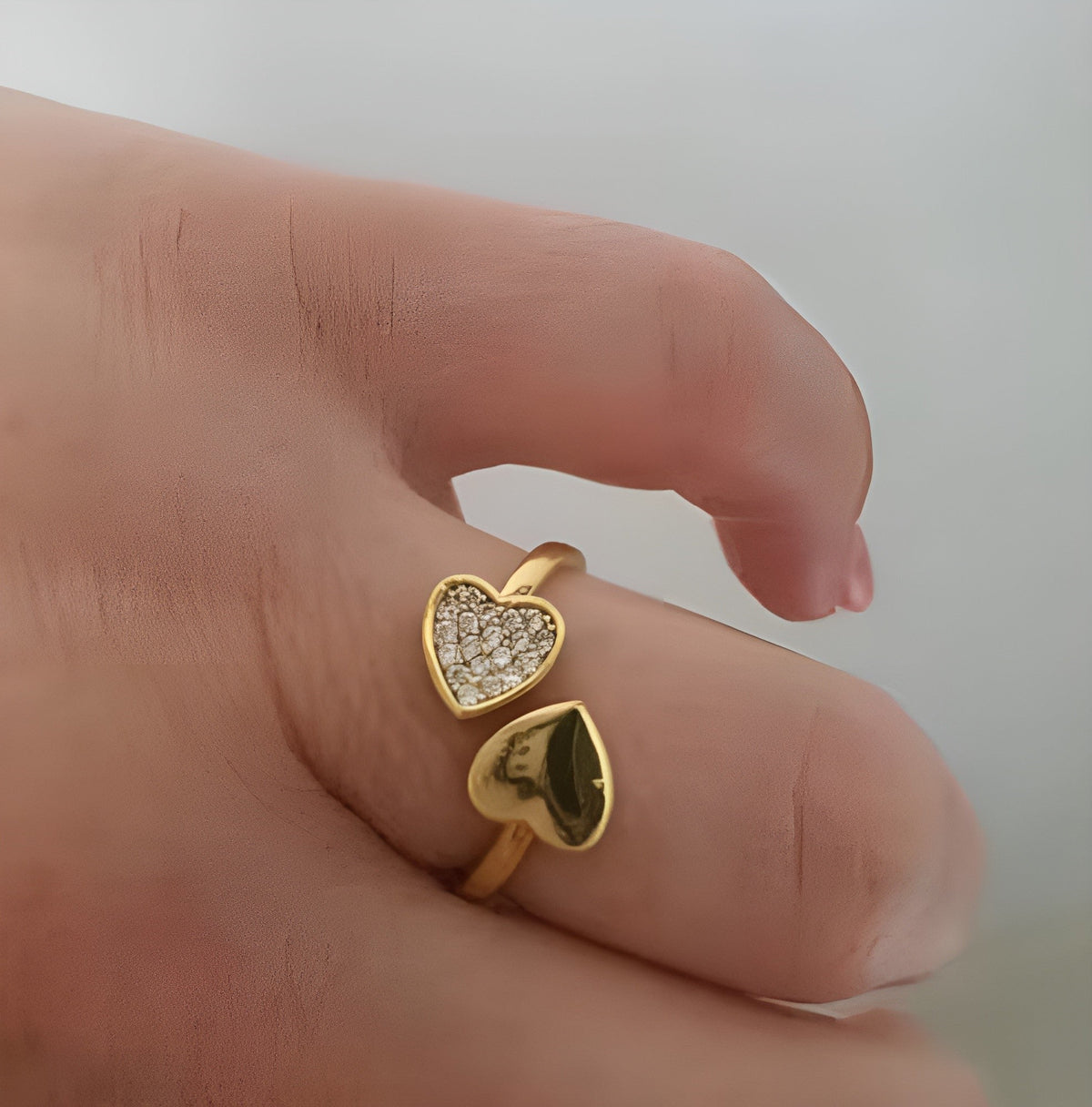 Anel de Ouro Ajustável Coração