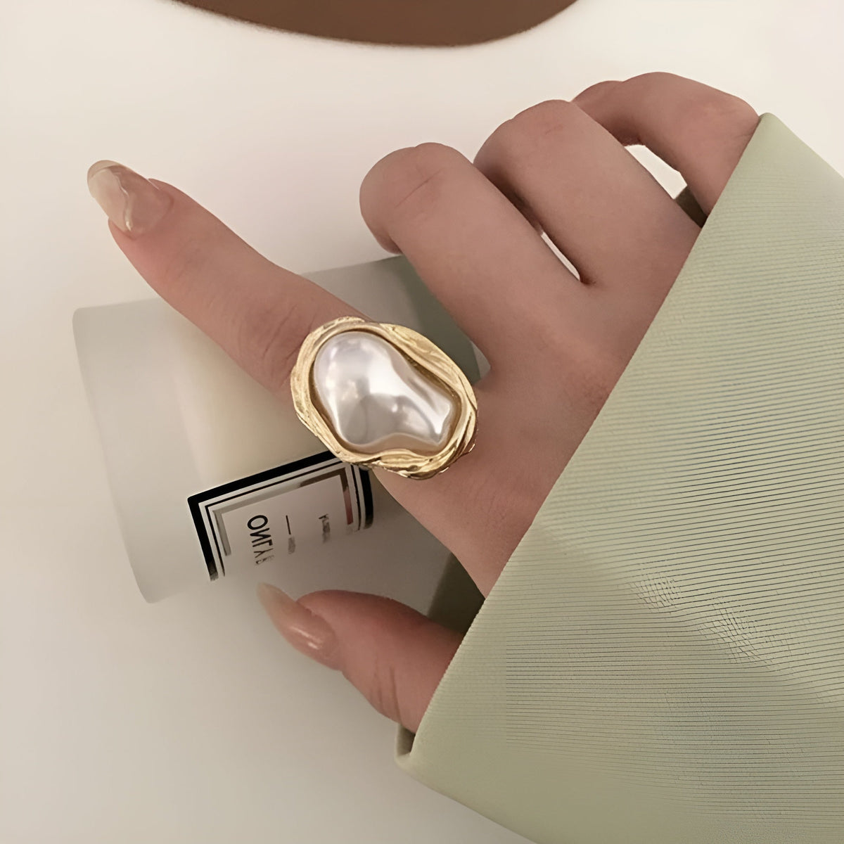 Anel De Ouro Perolado