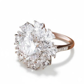 Anel Feminino Ouro Branco 18K com Zircônias Celeste