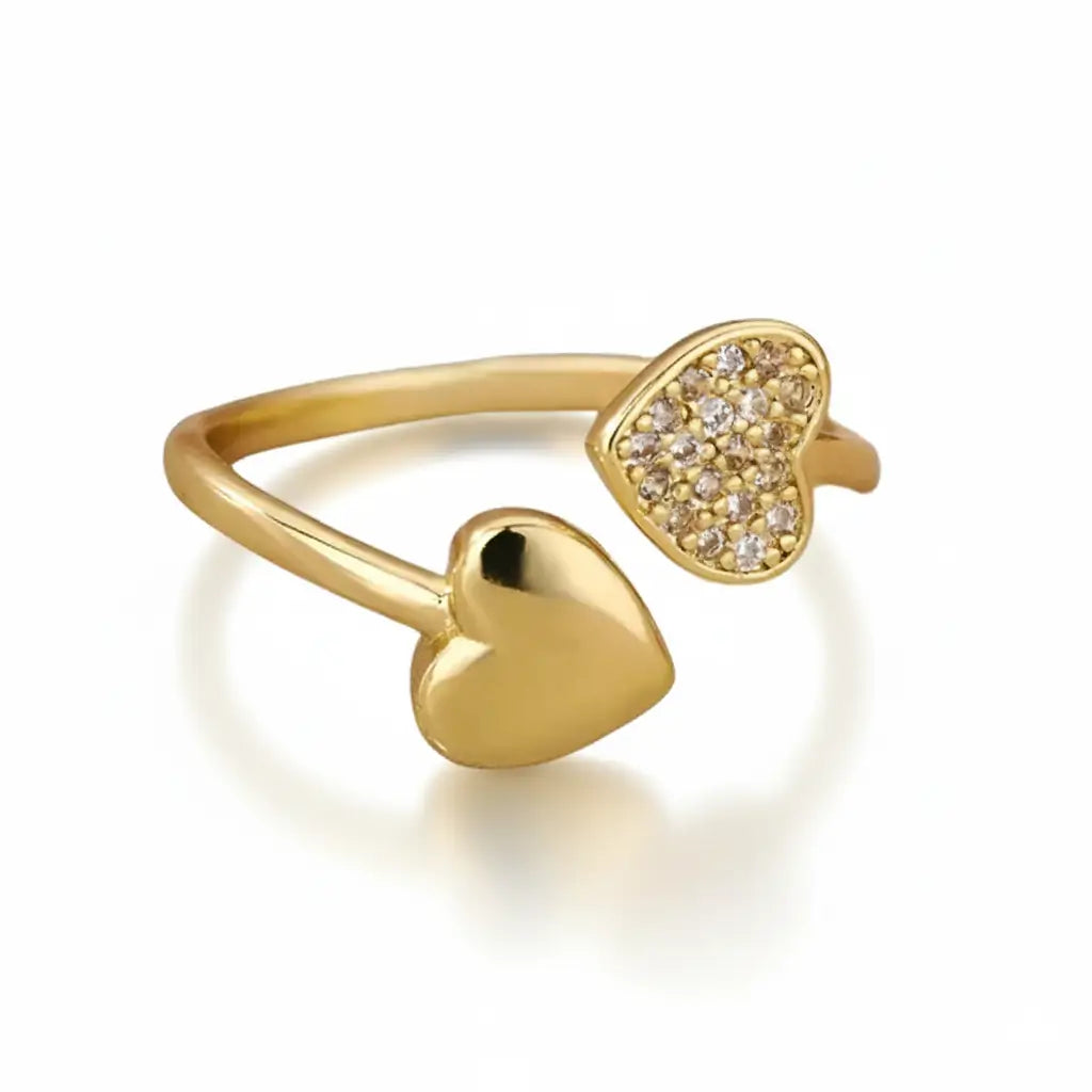 Anel de Ouro Ajustável Coração